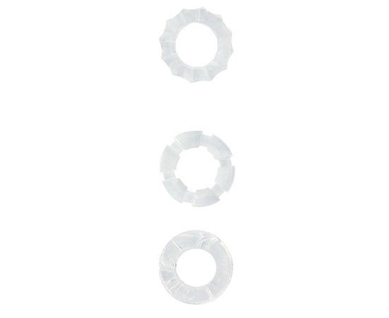 Набор из 3 прозрачных эрекционных колец MENZSTUFF STRETCHY COCK RINGS, фото 