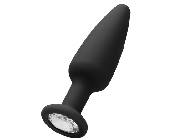 Черная анальная пробка Cone-Shaped Diamond Butt Plug - 9 см., фото 