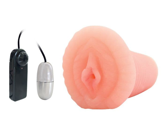 Мастурбатор-вагина телесного цвета в комплекте с виброяичком, фото 