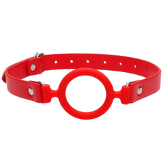 Кляп-кольцо с кожаными ремешками  Silicone Ring Gag with Leather Straps, Цвет: красный, фото 