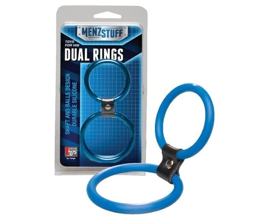 Синее двойное эрекционное кольцо Dual Rings Blue, фото 