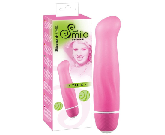 Розовый вибратор Smile Mini Trick G - 12,5 см., фото 