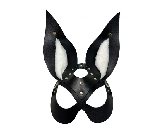 Черная маска зайки с белым мехом на ушках Miss Bunny, фото 