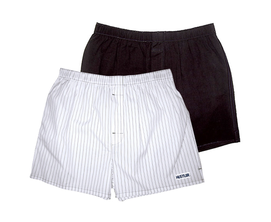 Комплект из 2 мужских трусов-шортов: чёрных и белых в полоску, Цвет: черный с белым, Размер: XL, фото 