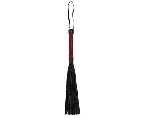 Красно-черная многохвостовая гладкая плеть Luxury Whip - 38,5 см., фото 