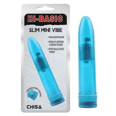 Голубой мини-вибратор Slim Mini Vibe - 13,2 см., фото 