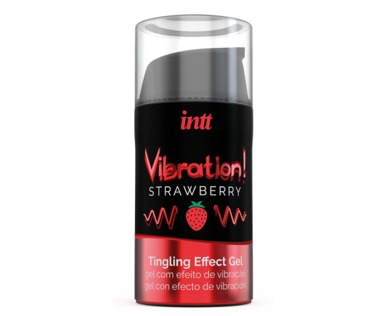 Жидкий интимный гель с эффектом вибрации Vibration! Strawberry - 15 мл., фото 