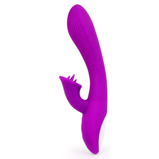 Рельефный вибратор-кролик QUEJOY - 25 см., Цвет: фиолетовый, фото 