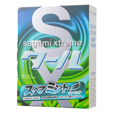 Презерватив Sagami Xtreme Mint с ароматом мяты, Длина: 19.00, Объем: 3 шт., Цвет: прозрачный, фото 
