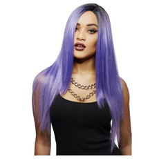Парик с длинными прямыми волосами и боковым пробором , Цвет: фиолетовый, фото 
