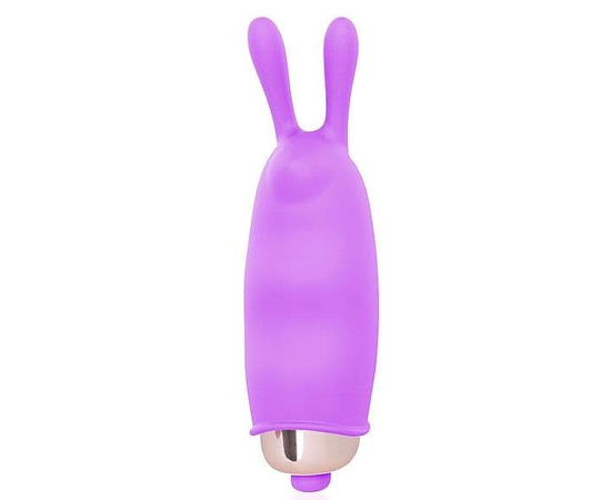 Фиолетовый клиторальный вибромассажер с ушками - 7,5 см., фото 