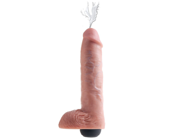 Телесный фаллоимитатор с функцией семяизвержения 11" Squirting Cock with balls - 27,9 см., Цвет: телесный, фото 