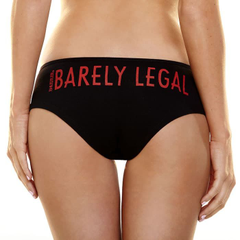 Женские трусики Hustler с надписью Barely Legal, Цвет: черный, Размер: M-L, фото 