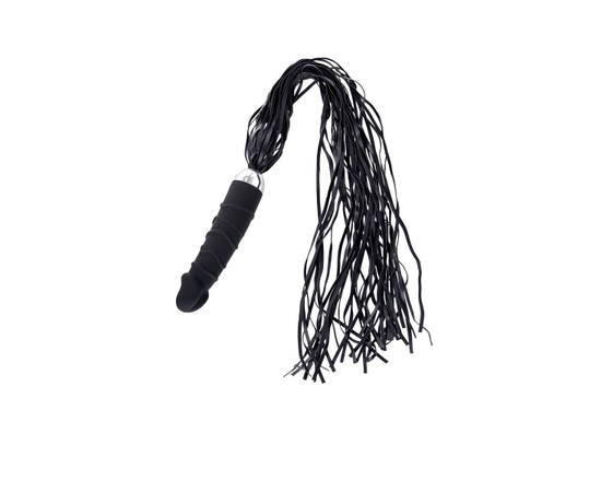 Вибратор с чёрной полиуретановой плёткой ToyFa - 16 см., Цвет: черный, фото 
