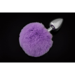 Маленькая серебристая пробка с пушистым хвостиком, Цвет: фиолетовый, фото 