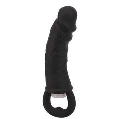 Чёрная вибровтулка-фаллос Erotic Loop Tuggers Hard Core - 11,4 см., фото 