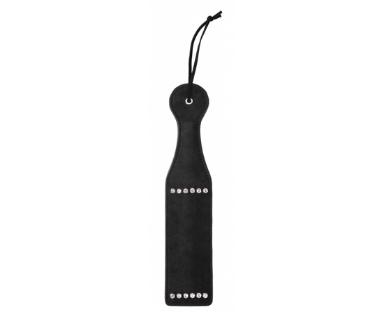 Черная гладкая шлепалка Diamond Studded Paddle - 30,5 см., фото 
