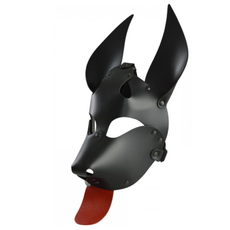 Кожаная маска "Дог" с красным языком, фото 