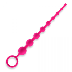 Розовая анальная цепочка из 9 шариков - 30 см., фото 
