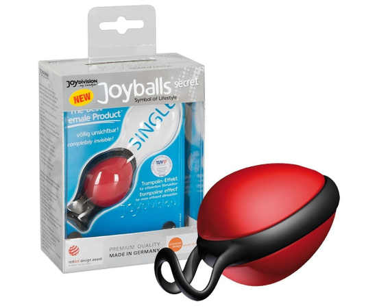 Красный вагинальный шарик со смещенным центром тяжести Joyballs Secret, Цвет: красный, фото 