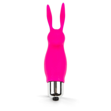 Розовый мини-вибратор в форме кролика - 9 см., фото 