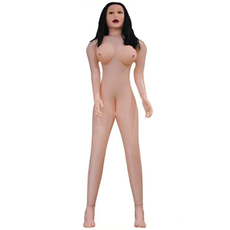 Надувная секс-кукла «Брюнетка» с длинными волосами и 3 отверстиями, фото 