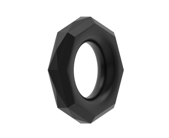 Черное эрекционное кольцо с гранями POWER PLUS Cockring, фото 