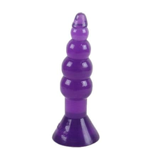 Фиолетовая анальная пробка-елочка с присоской - 18 см., фото 