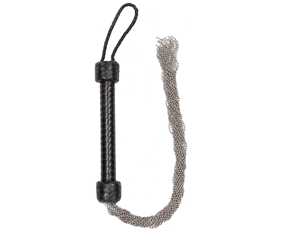 Черная многохвостая металлическая плеть Silver Ball Chain Flogger - 76 см., фото 