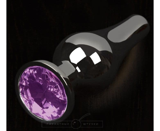 Графитовая удлиненная анальная пробка с фиолетовым кристаллом - 12 см., фото 