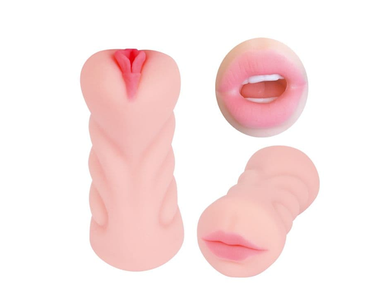 Телесный двусторонний мастурбатор SEXY FRIEND - вагина и ротик, фото 