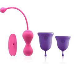 Подарочный набор: розовый тренажер Кегеля MAGIC KEGEL MASTER 2 и фиолетовые менструальные чаши, фото 