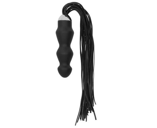 Черная плеть с рукоятью-стимулятором Flogger with Dildo - 46 см., фото 