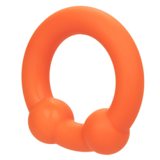 Оранжевое эрекционное кольцо Liquid Silicone Dual Ball Ring, фото 