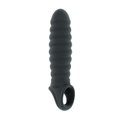 Серая ребристая насадка Stretchy Penis Extension No.32, фото 