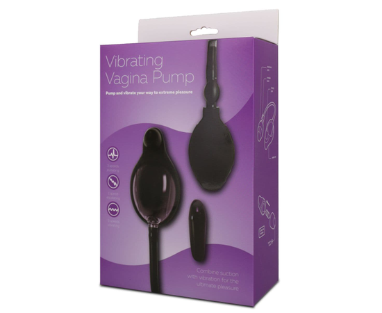 Чёрная вибропомпа для вагины с 7 режимами вибрации VIBRATING VAGINA PUMP, Цвет: черный, фото 