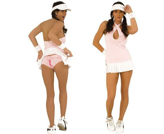 Костюм очаровательной теннисистки, Цвет: белый с розовым, Размер: S-M, фото 