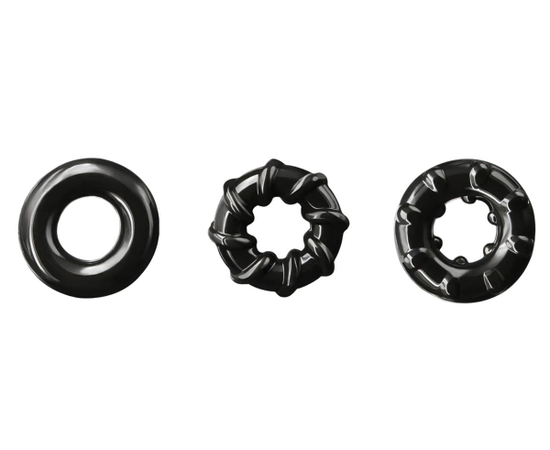 Набор из 3 эрекционных колец Dyno Rings, Цвет: черный, фото 
