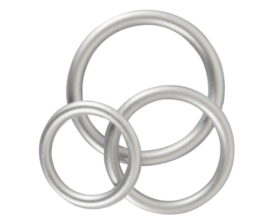 Набор из 3 эрекционных колец под металл Metallic Silicone Cock Ring Set, фото 