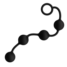 Большая черная анальная цепочка из 4 шариков - 49 см., фото 