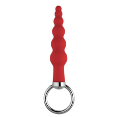 Красный анальный стимулятор-елочка с кольцом - 10,2 см., фото 