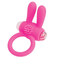 Розовое эрекционное виброкольцо A-toys с ушками, фото 
