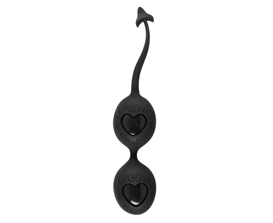 Чёрные вагинальные шарики с сердечками BLACK VELVETS, Цвет: черный, фото 