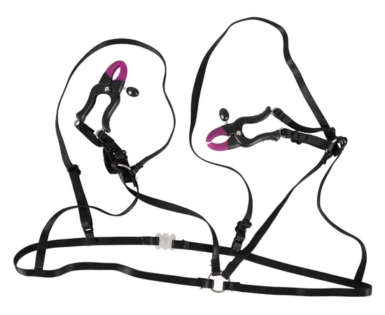 Декоративный бюстгальтер с зажимами на соски Bra with silicone nipple clamps, Цвет: черный, фото 