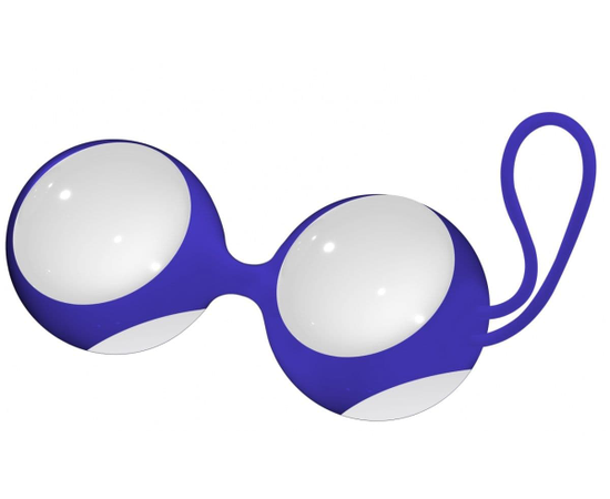 Белые стеклянные вагинальные шарики Ben Wa Large в синей оболочке, фото 