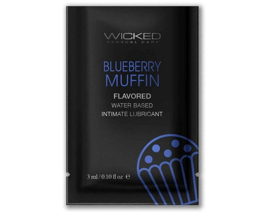 Лубрикант на водной основе с ароматом черничного маффина Wicked Aqua Blueberry Muffin - 3 мл., фото 