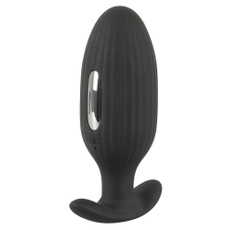 Черная анальная втулка с вибрацией и электростимуляцией Vibrating E-Stim Butt Plug - 9,2 см., фото 
