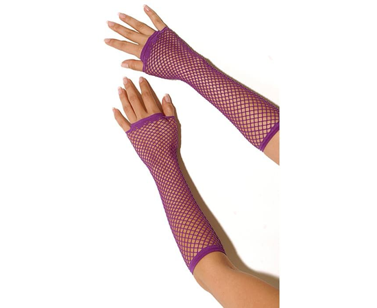 Длинные перчатки в сетку, Цвет: фиолетовый, Размер: S-M-L, фото 