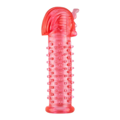 Красная насадка на пенис с шипами и кольцами "Фараон" - 14 см., фото 