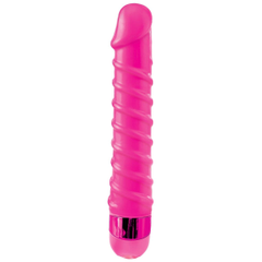 Розовый вибромассажер с винтовыми ребрышками Candy Twirl Massager - 16,5 см., фото 